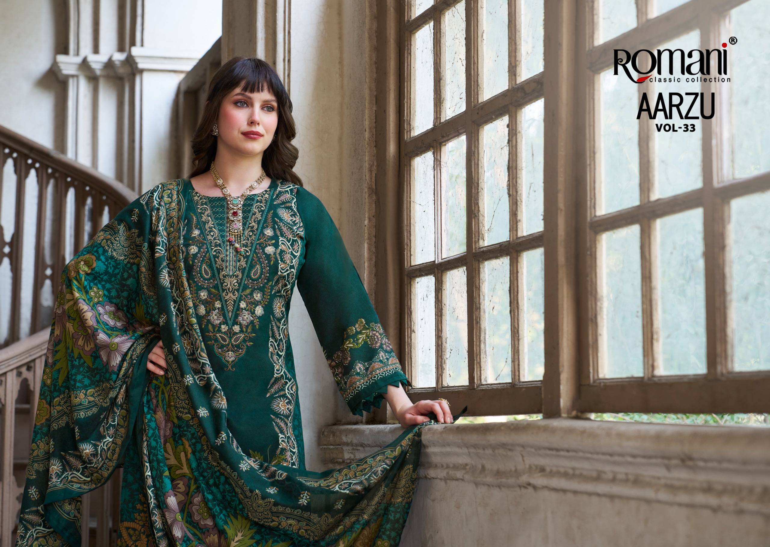AARZU VOL-33 by ROMANI 1152-001 TO 1152-008 SERIES Pakistani Stylish Embroidered Soft Cotton COLLECTION At Wholesale Price